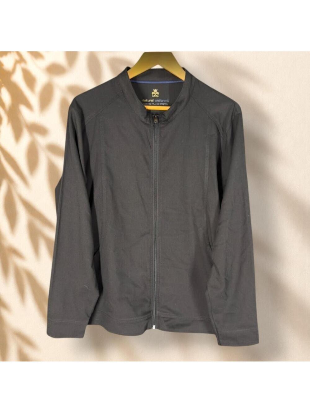 Natural Uniforms Jacket Women XL Black Full Zip Long Sleeve Stretch Modern Fit